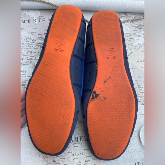 SWIMS Braided Lace Loafer Navy & Orange Slip On Shoes Land to Sea Size 12 - Picture 14 of 15